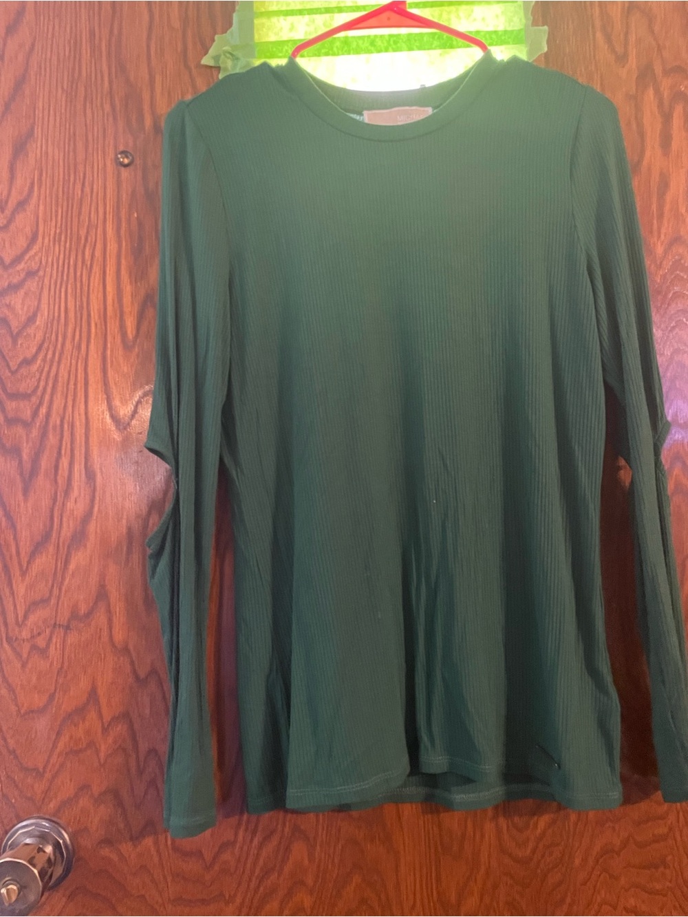 Micheal kors Women’s Long Sleeve Ribbed Top - Forest Green